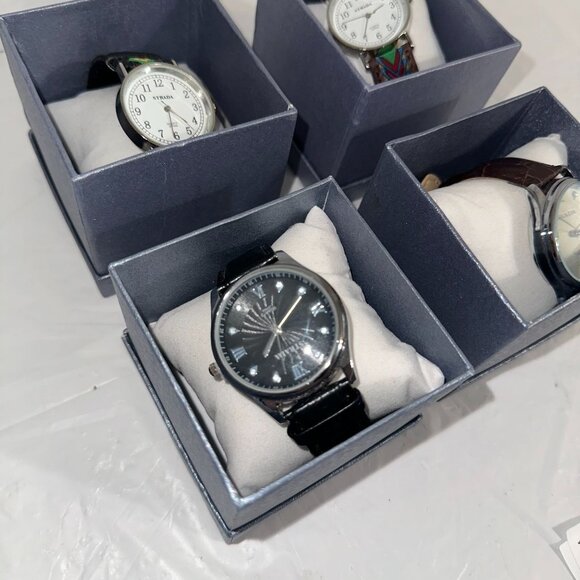 Set Of 4 Strada Mens Watches With Assorted Strap Designs - Picture 2 of 6